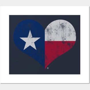 Vintage Texas Flag Heart Love Home Family Texan Posters and Art